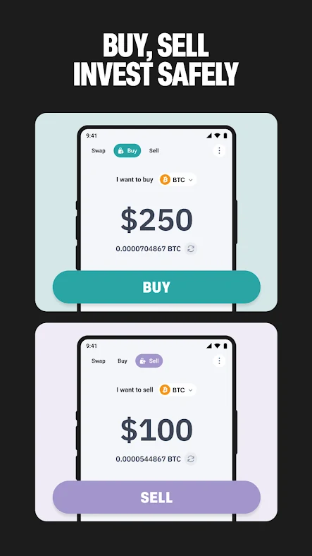 Bitcoin.com Wallet buy and sell screens