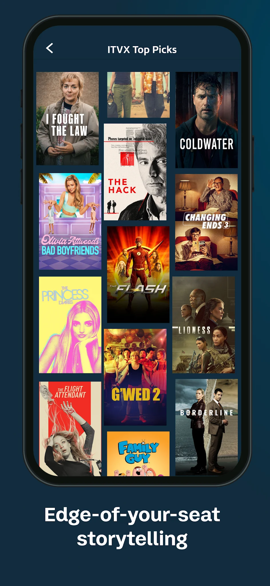 ITVX Android app Top Picks browsing screen