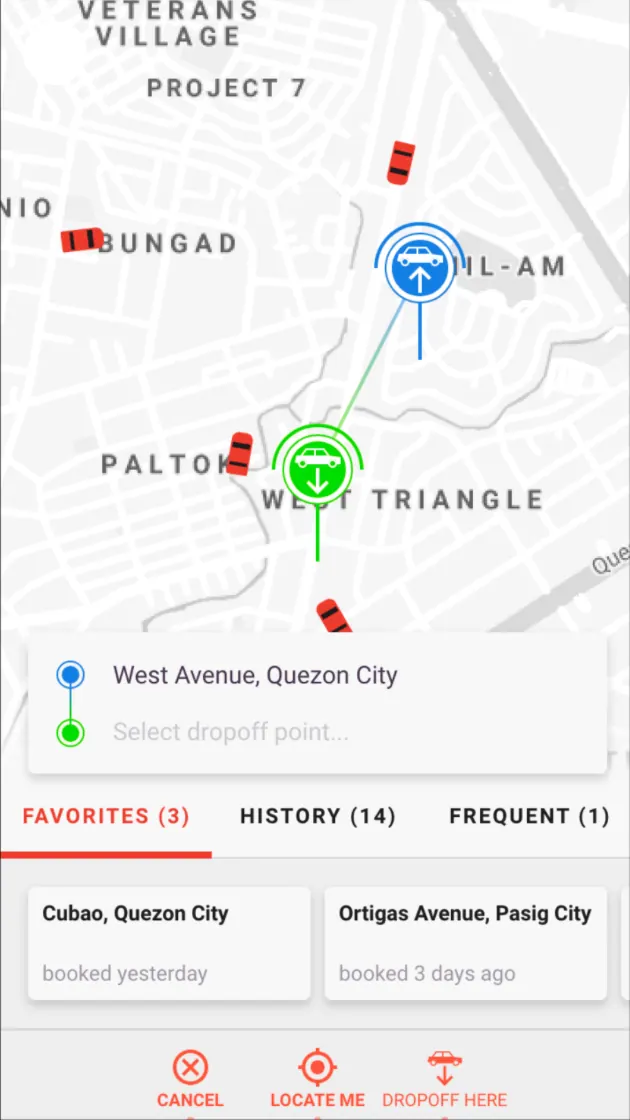OWTO ride-hailing app screenshot