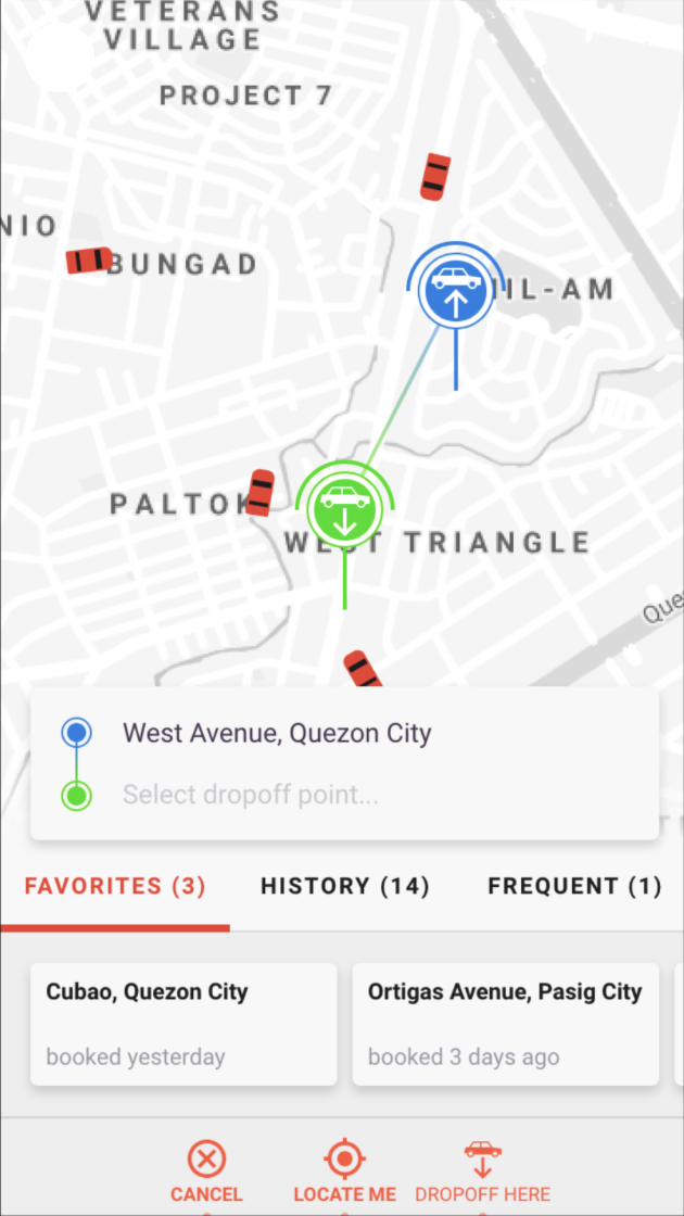 OWTO ride-hailing app screenshot