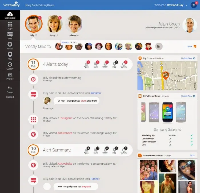 WebSafety app screenshot